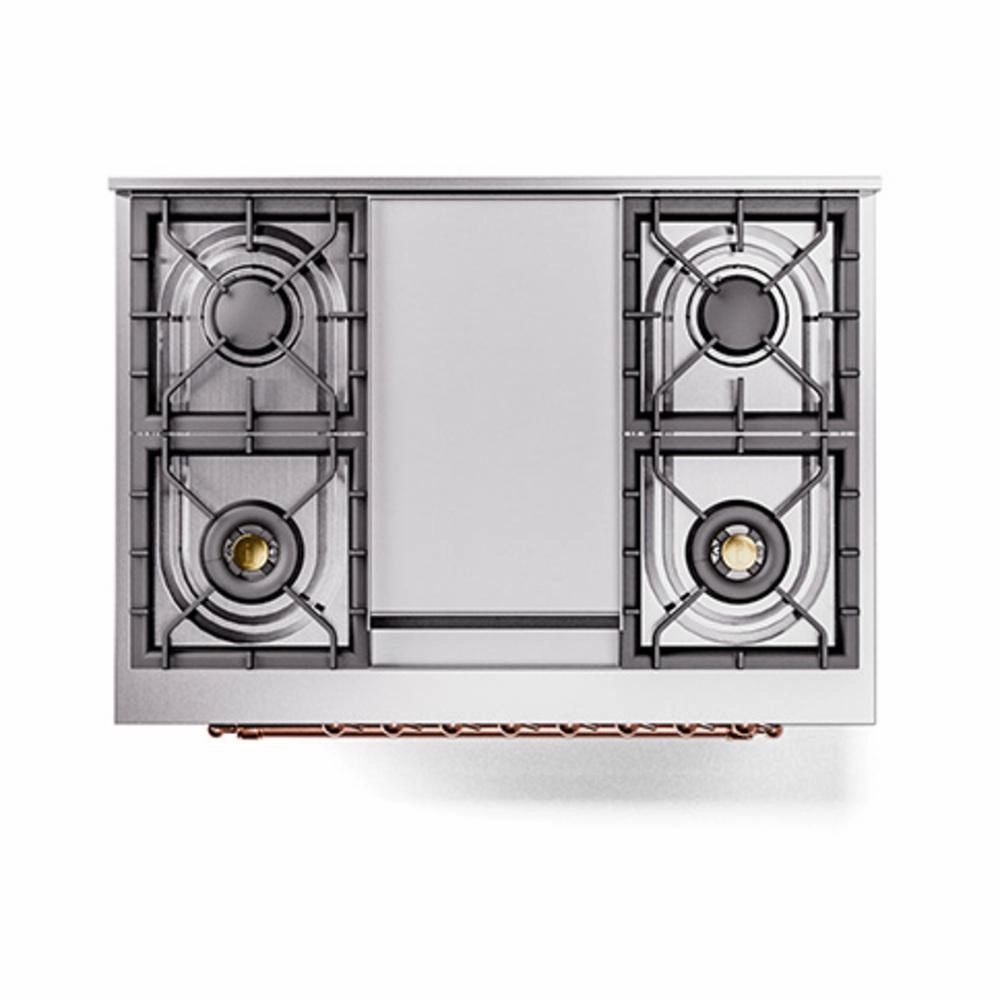 Ilve UN36FQNMPBKP Ilve Un36Fqnmpbkp Nostalgie Ii Noblesse 36" Dual Fuel Range (Natural Gas, Solid Door, Glossy Black, Copper)