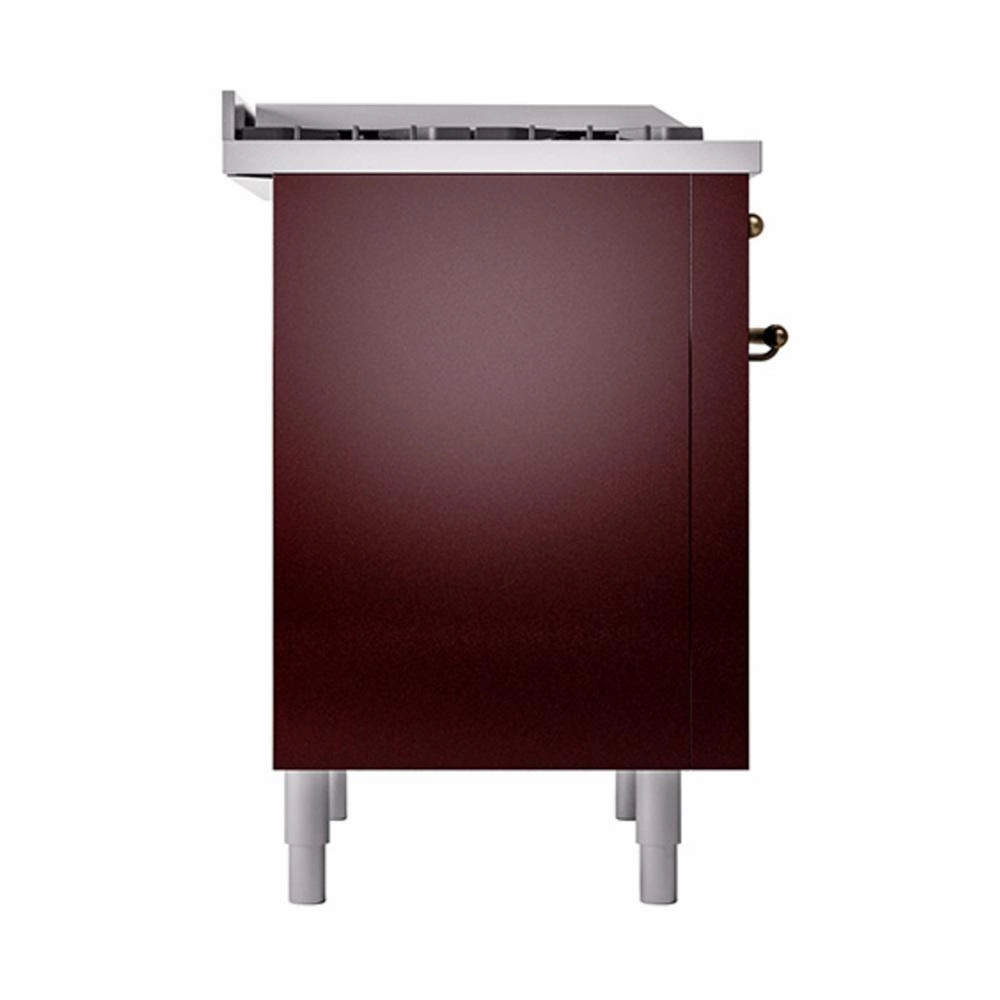 Ilve UN36FQNMPBUB Ilve Un36Fqnmpbub Nostalgie Ii Noblesse 36" Dual Fuel Range (Natural Gas, Solid Door, Burgundy, Burnished)