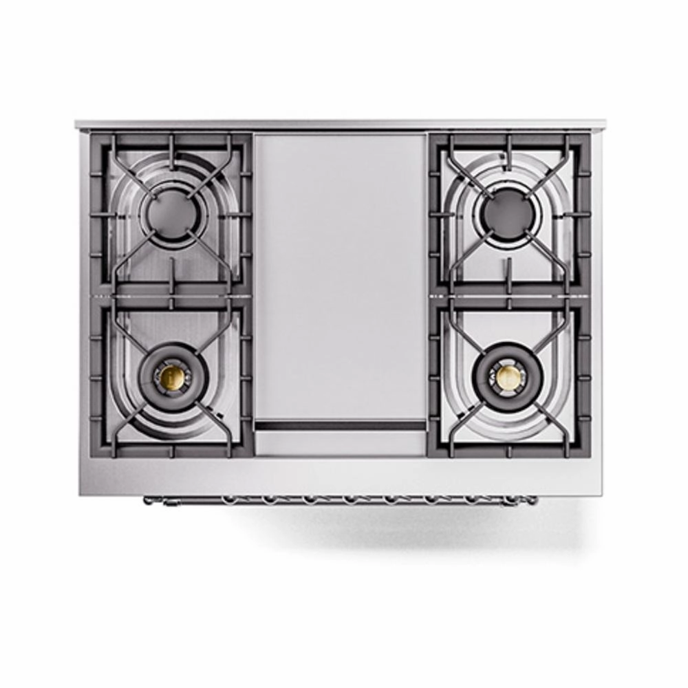 Ilve UN36FQNMPBUCLP Ilve Un36Fqnmpbuclp Nostalgie Ii Noblesse 36" Dual Fuel Range (Liquid Propane, Solid Door, Burgundy, Chrome)