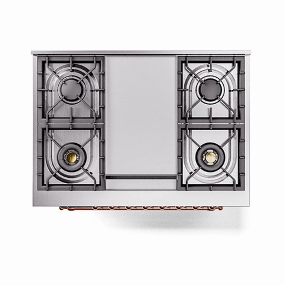 Ilve UN36FQNMPBUPLP Ilve Un36Fqnmpbuplp Nostalgie Ii Noblesse 36" Dual Fuel Range (Liquid Propane, Solid Door, Burgundy, Copper)