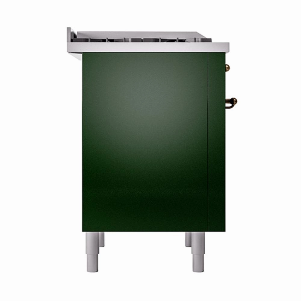 Ilve UN36FQNMPEGB Ilve Un36Fqnmpegb Nostalgie Ii Noblesse 36" Dual Fuel Range (Natural Gas, Solid Door, Emerald Green, Burnished)
