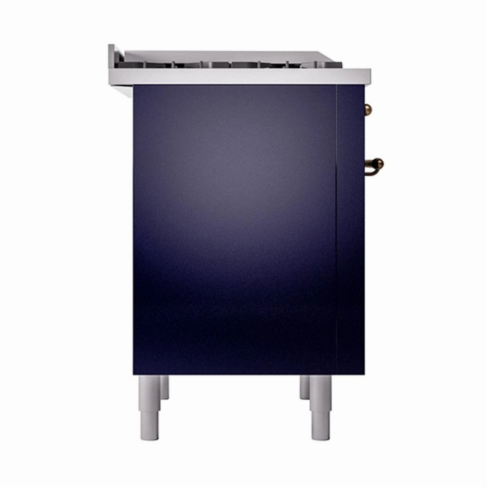 Ilve UN36FQNMPMBB Ilve Un36Fqnmpmbb Nostalgie Ii Noblesse 36" Dual Fuel Range (Natural Gas, Solid Door, Midnight Blue, Burnished)