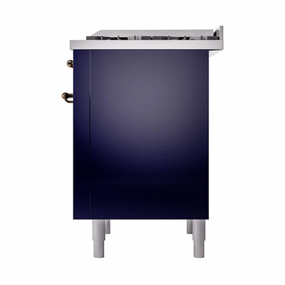 Ilve UN36FQNMPMBB Ilve Un36Fqnmpmbb Nostalgie Ii Noblesse 36" Dual Fuel Range (Natural Gas, Solid Door, Midnight Blue, Burnished)