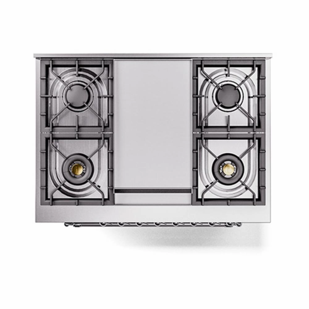 Ilve UN36FQNMPMBC Ilve Un36Fqnmpmbc Nostalgie Ii Noblesse 36" Dual Fuel Range (Natural Gas, Solid Door, Midnight Blue, Chrome)