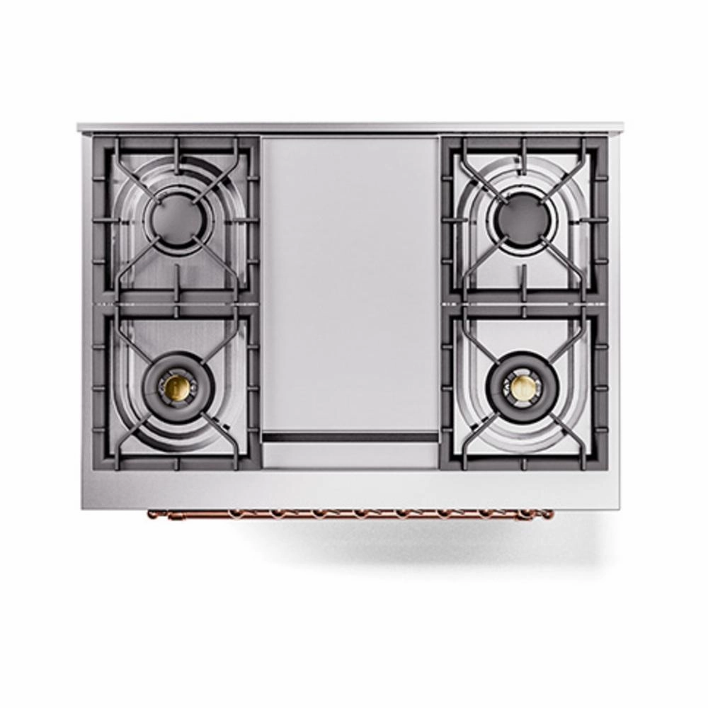 Ilve UN36FQNMPMBP Ilve Un36Fqnmpmbp Nostalgie Ii Noblesse 36" Dual Fuel Range (Natural Gas, Solid Door, Midnight Blue, Copper)