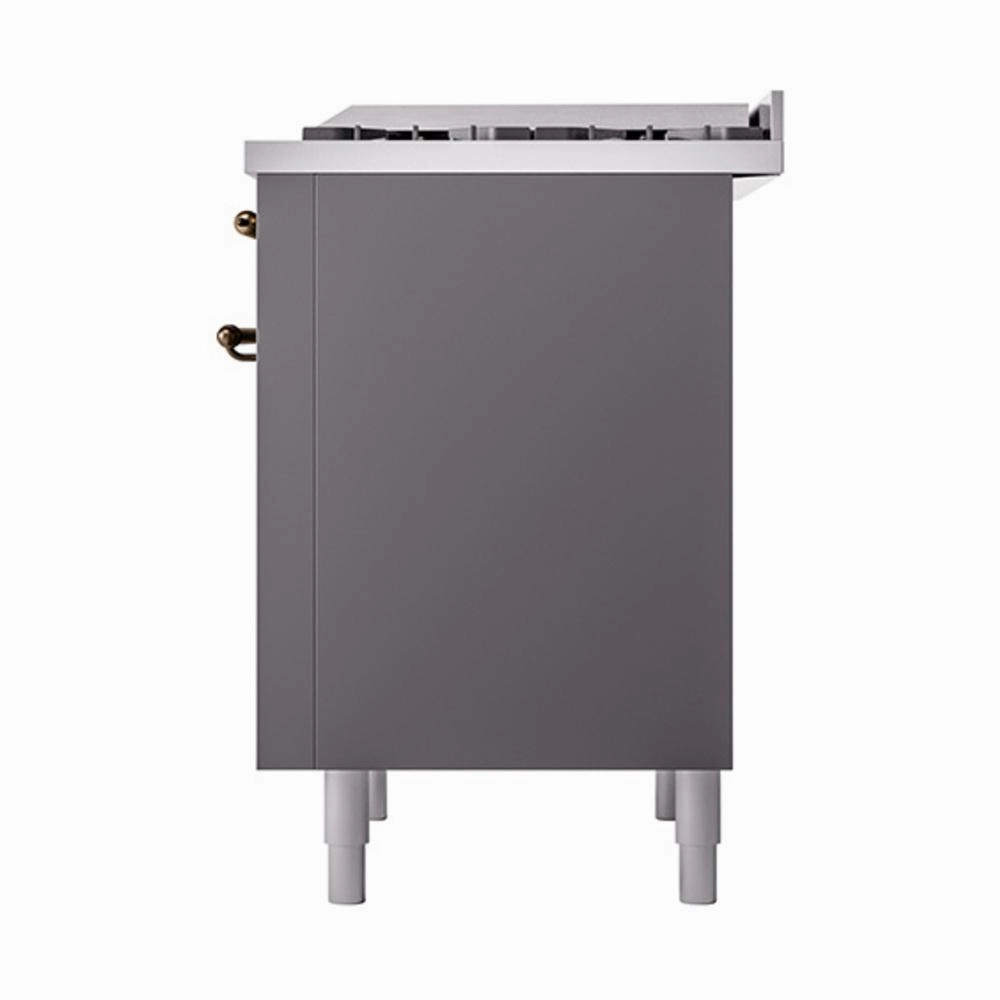 Ilve UN36FQNMPMGBLP Ilve Un36Fqnmpmgblp Nostalgie Ii Noblesse 36" Dual Fuel Range (Liquid Propane, Solid Door, Graphite Matte, Burnished)