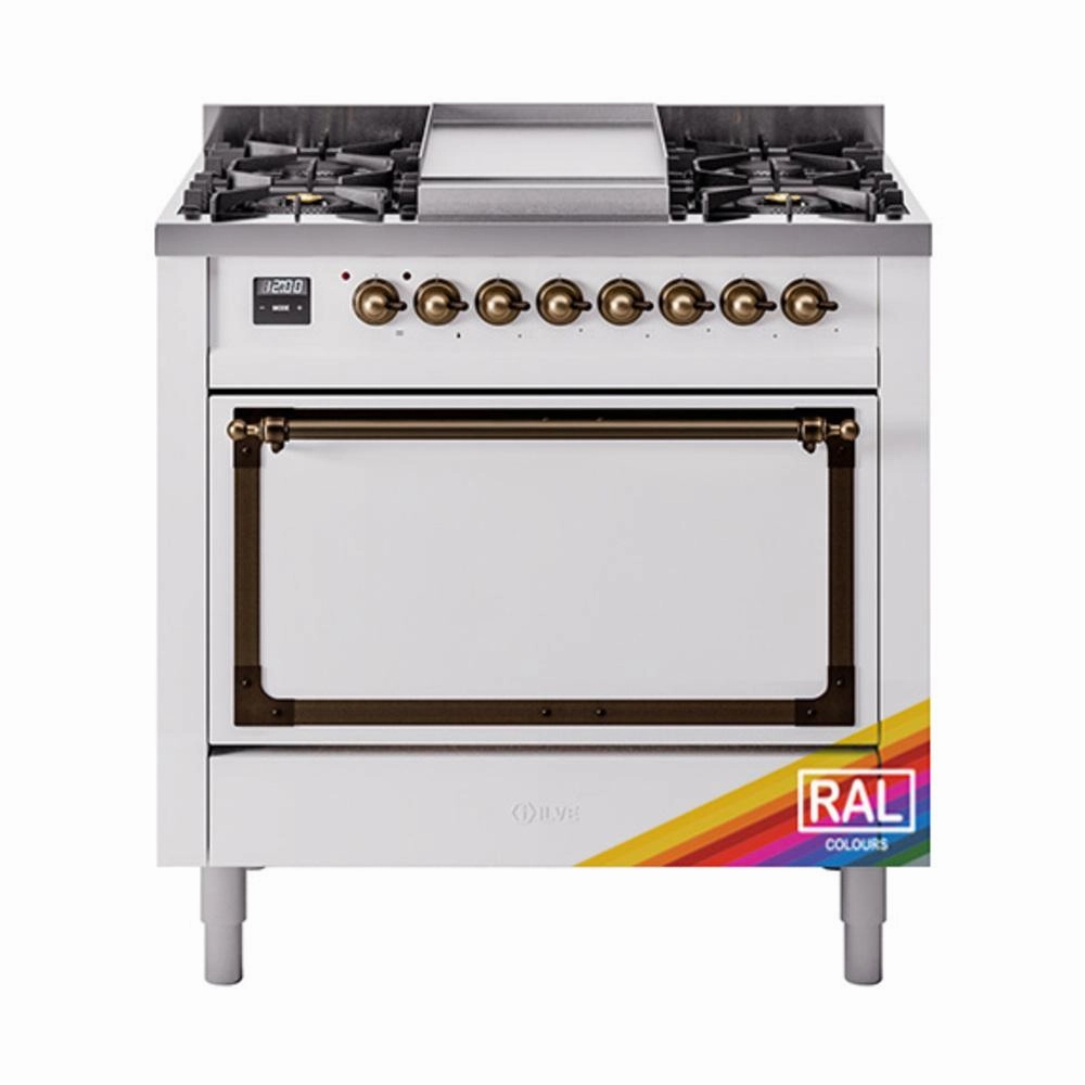 Ilve UN36FQNMPRABLP Ilve Un36Fqnmprablp Nostalgie Ii Noblesse 36" Dual Fuel Range (Liquid Propane, Solid Door, Ral, Burnished) Freestanding Ranges freestanding dual fuel range 30 inch