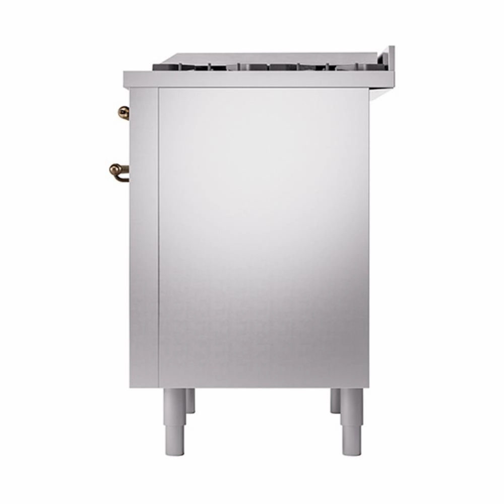Ilve UN36FQNMPSSB Ilve Un36Fqnmpssb Nostalgie Ii Noblesse 36" Dual Fuel Range (Natural Gas, Solid Door, Stainless Steel, Burnished)
