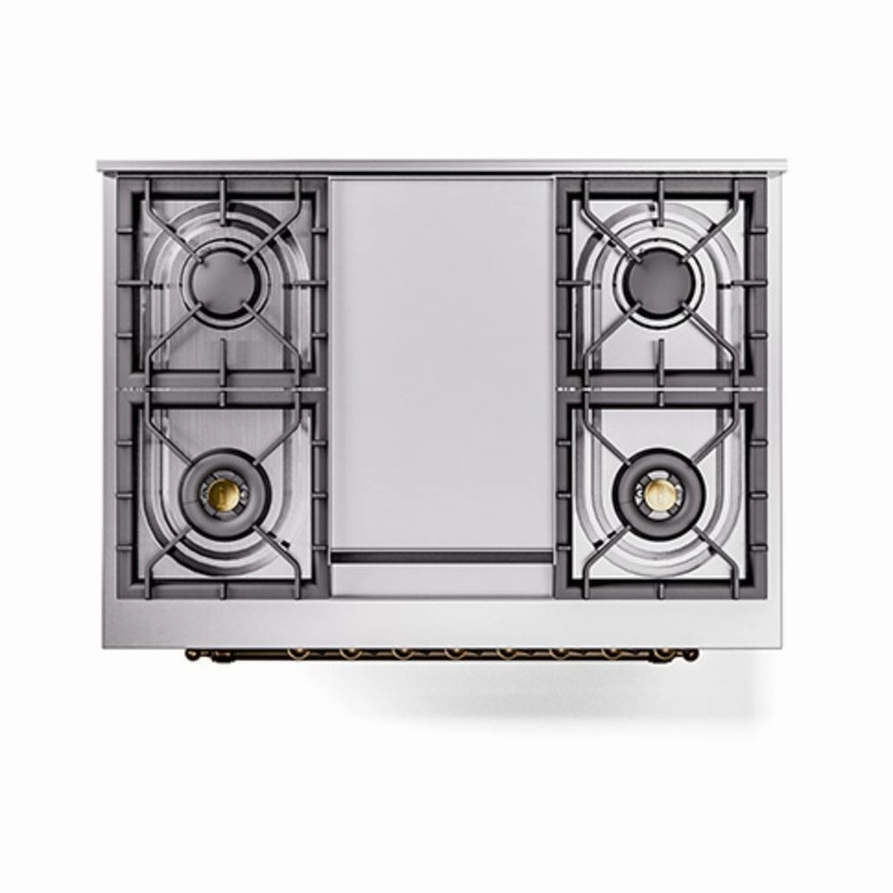 Ilve UN36FQNMPSSB Ilve Un36Fqnmpssb Nostalgie Ii Noblesse 36" Dual Fuel Range (Natural Gas, Solid Door, Stainless Steel, Burnished)