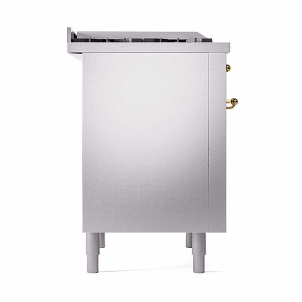 Ilve UN36FQNMPSSG Ilve Un36Fqnmpssg Nostalgie Ii Noblesse 36" Dual Fuel Range (Natural Gas, Solid Door, Stainless Steel, Brass)
