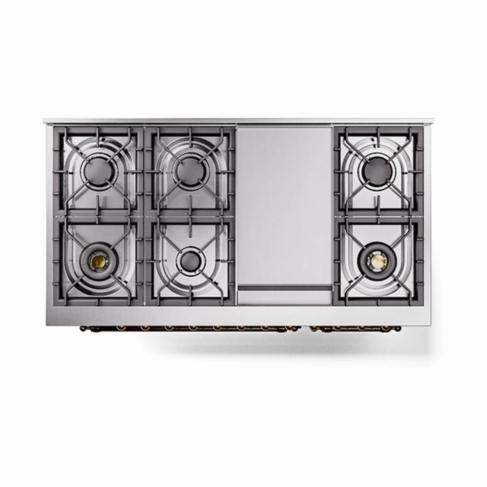 Ilve UN48FNMPMGBLP Ilve Un48Fnmpmgblp Nostalgie Ii Noblesse 48" Dual Fuel Range (8 Sealed Burners   Griddle, Liquid Propane, Triple Glass Door, Graphite Matte, Burnished)