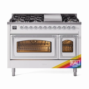 Ilve UN48FNMPRACLP Ilve Un48Fnmpraclp Nostalgie Ii Noblesse 48" Dual Fuel Range (8 Sealed Burners   Griddle, Liquid Propane, Triple Glass Door, Ral, Chrome) Freestanding Ranges freestanding dual fuel range 30 inch