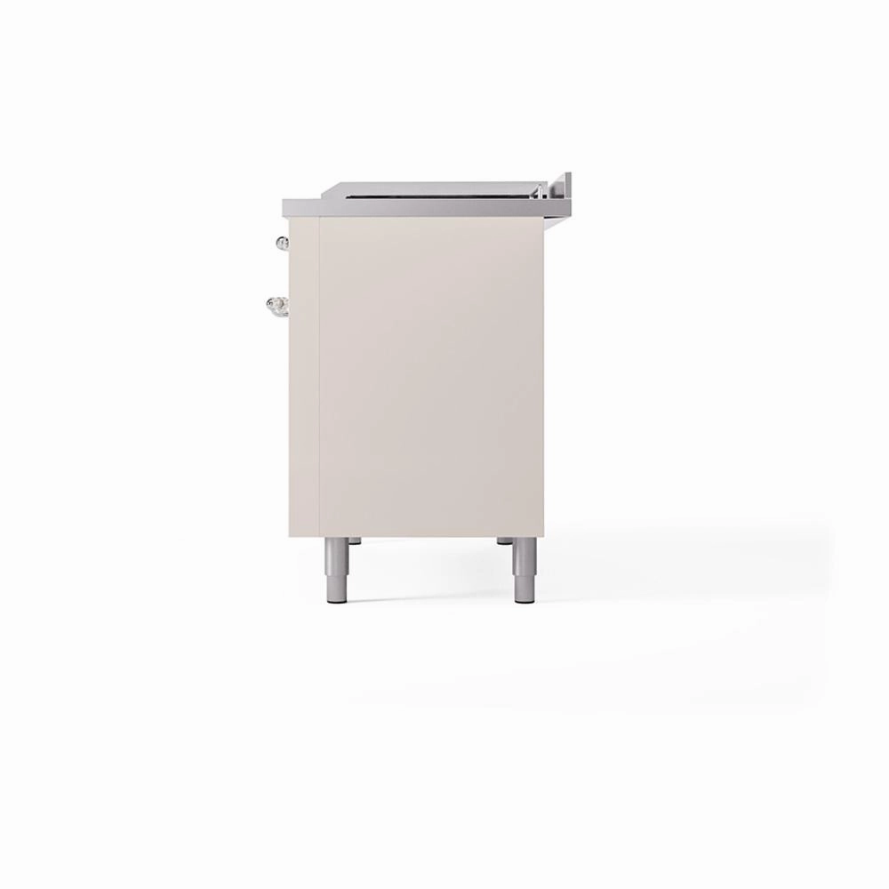 Ilve UN48FQNMPAWC Ilve Un48Fqnmpawc Nostalgie Ii Noblesse 48" Dual Fuel Range (8 Sealed Burners   Griddle, Natural Gas, Solid Door, Antique White, Chrome)