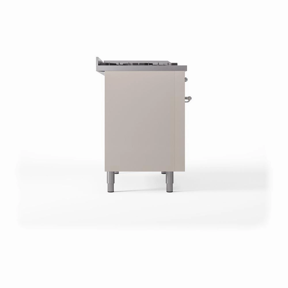 Ilve UN48FQNMPAWC Ilve Un48Fqnmpawc Nostalgie Ii Noblesse 48" Dual Fuel Range (8 Sealed Burners   Griddle, Natural Gas, Solid Door, Antique White, Chrome)