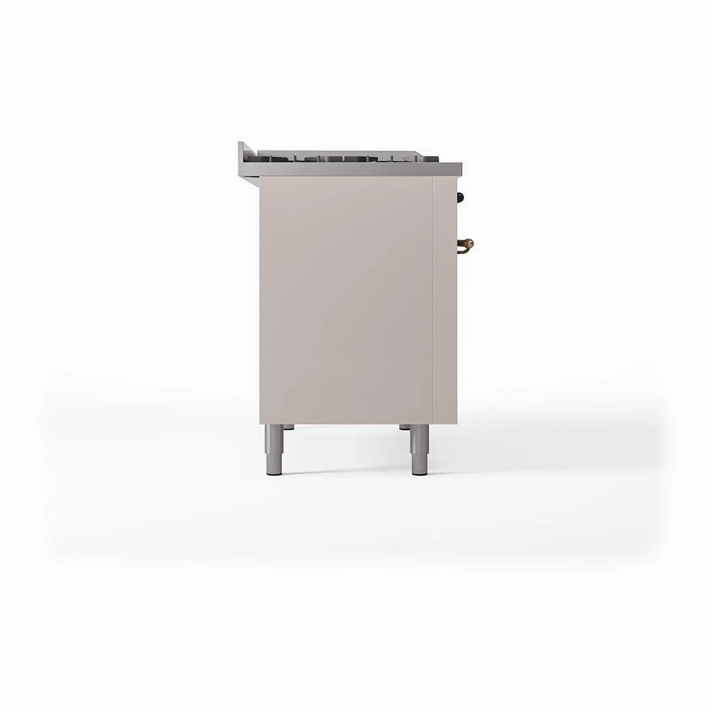Ilve UN48FQNMPAWCLP Ilve Un48Fqnmpawclp Nostalgie Ii Noblesse 48" Dual Fuel Range (8 Sealed Burners   Griddle, Liquid Propane, Solid Door, Antique White, Chrome)