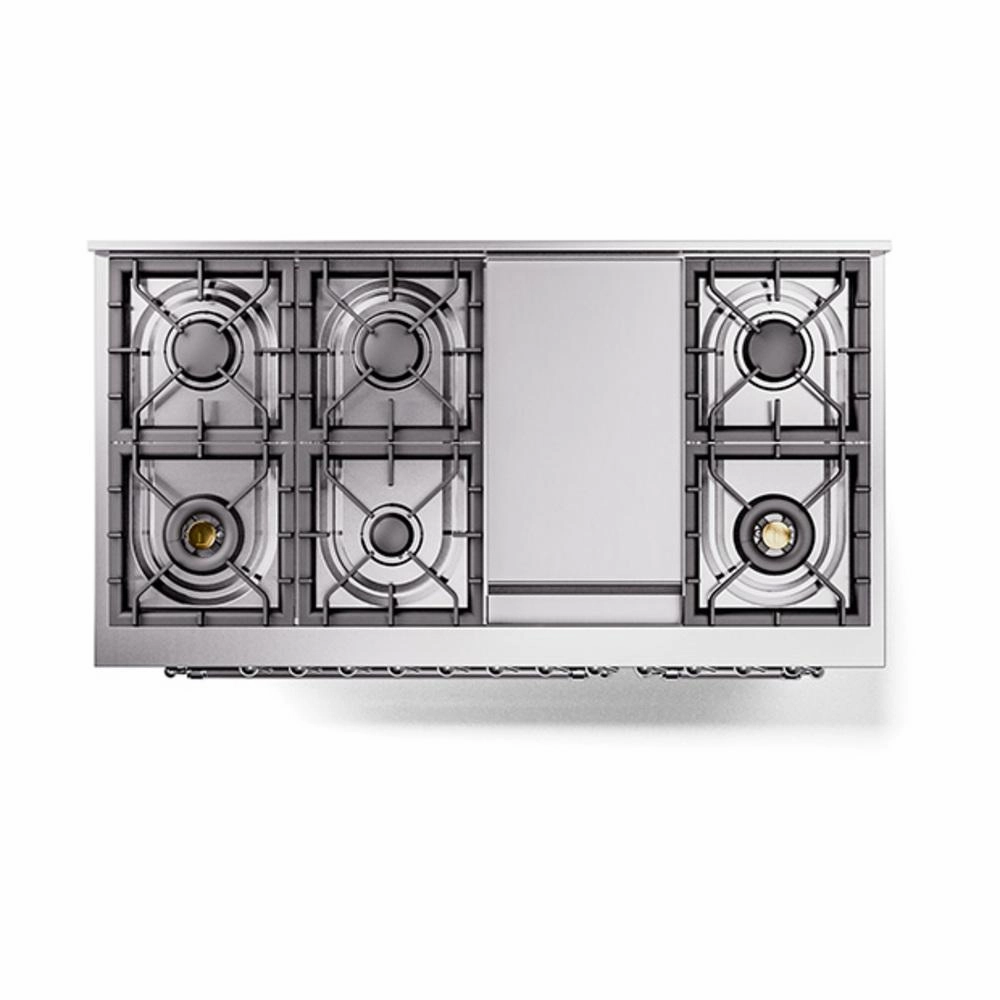 Ilve UN48FQNMPEGC Ilve Un48Fqnmpegc Nostalgie Ii Noblesse 48" Dual Fuel Range (8 Sealed Burners   Griddle, Natural Gas, Solid Door, Emerald Green, Chrome)