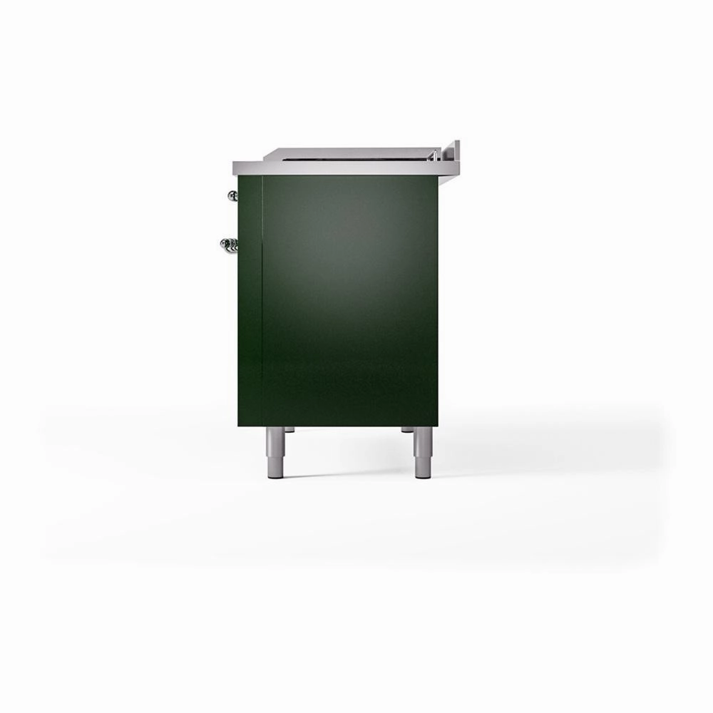 Ilve UN48FQNMPEGC Ilve Un48Fqnmpegc Nostalgie Ii Noblesse 48" Dual Fuel Range (8 Sealed Burners   Griddle, Natural Gas, Solid Door, Emerald Green, Chrome)