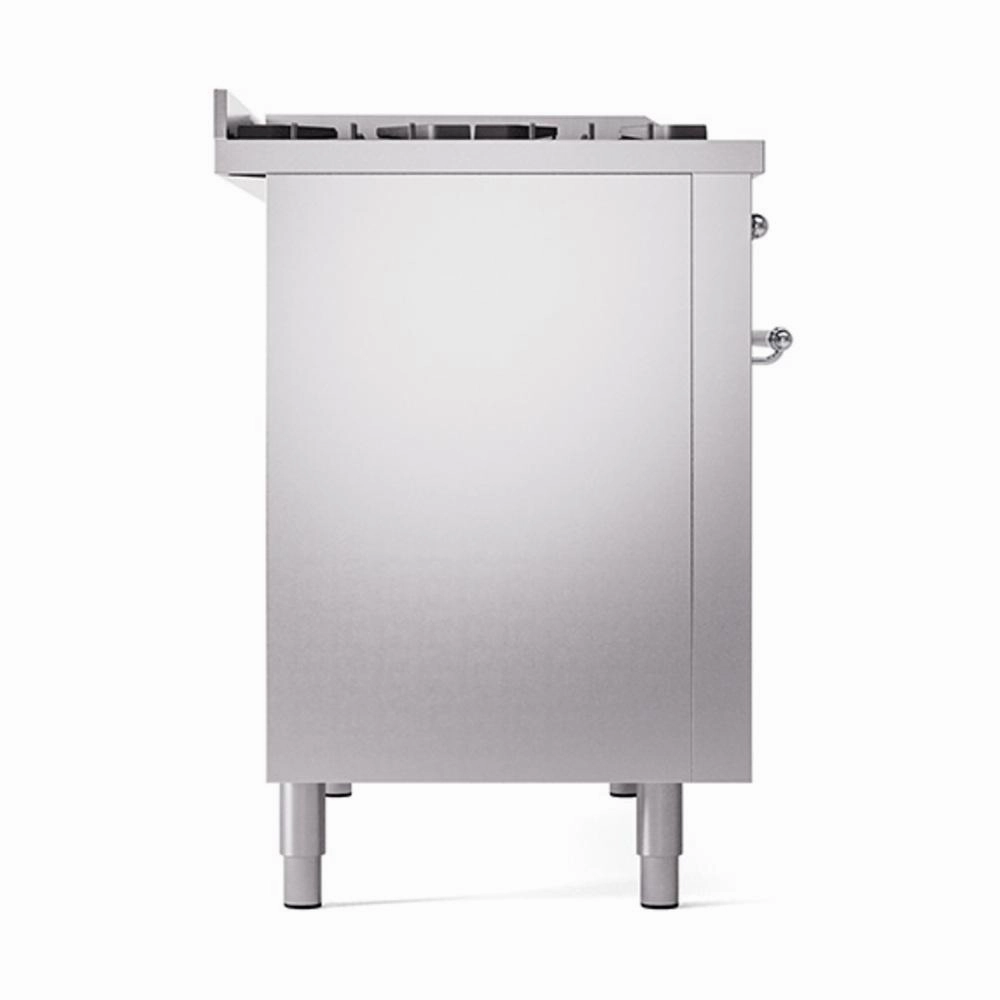 Ilve UN48FQNMPSSCLP Ilve Un48Fqnmpssclp Nostalgie Ii Noblesse 48" Dual Fuel Range (8 Sealed Burners   Griddle, Liquid Propane, Solid Door, Stainless Steel, Chrome)