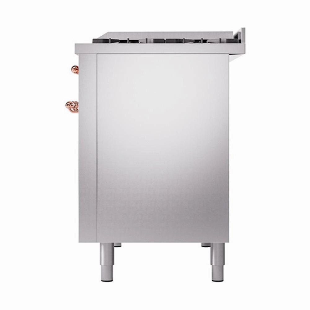 Ilve UN48FQNMPSSPLP Ilve Un48Fqnmpssplp Nostalgie Ii Noblesse 48" Dual Fuel Range (8 Sealed Burners   Griddle, Liquid Propane, Solid Door, Stainless Steel, Copper)