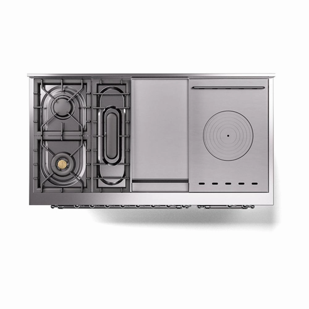 Ilve UN48FSNMPMGC Ilve Un48Fsnmpmgc Nostalgie Ii Noblesse 48" Dual Fuel Range (5 Sealed Burners   Griddle   French Top, Natural Gas, Triple Glass Door, Graphite Matte, Chrome)