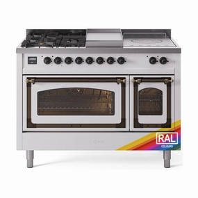 Ilve UN48FSNMPRAB Ilve Un48Fsnmprab Nostalgie Ii Noblesse 48" Dual Fuel Range (5 Sealed Burners   Griddle   French Top, Natural Gas, Triple Glass Door, Ral, Burnished) Freestanding Ranges freestanding dual fuel range 30 inch