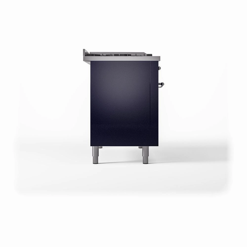 Ilve UN48FSQNMPMBCLP Ilve Un48Fsqnmpmbclp Nostalgie Ii Noblesse 48" Dual Fuel Range (5 Sealed Burners   Griddle   French Top, Liquid Propane, Solid Door, Midnight Blue, Chrome)