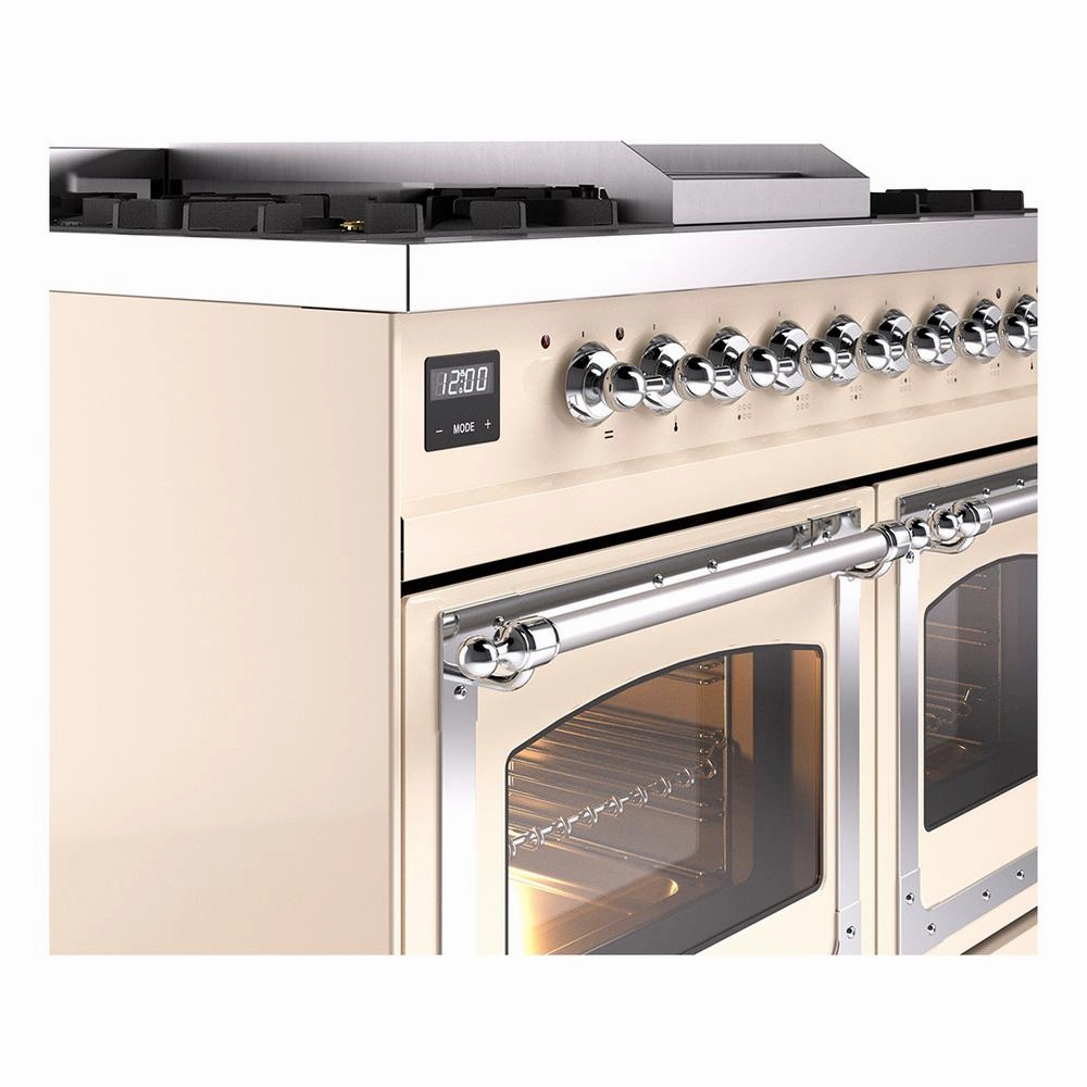 Ilve UND40FNMPAWC Ilve Und40Fnmpawc Nostalgie Ii Noblesse 40" Dual Fuel Range (Natural Gas, Triple Glass Door, Antique White, Chrome)