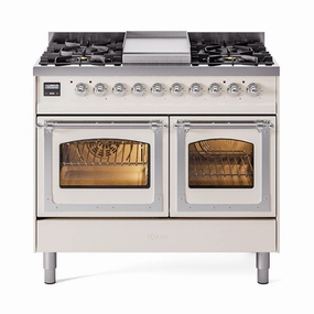 Ilve UND40FNMPAWC Ilve Und40Fnmpawc Nostalgie Ii Noblesse 40" Dual Fuel Range (Natural Gas, Triple Glass Door, Antique White, Chrome) Freestanding Ranges freestanding dual fuel range 30 inch