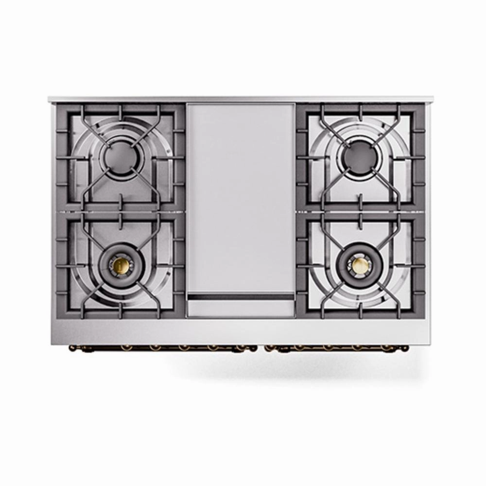 Ilve UND40FNMPBGB Ilve Und40Fnmpbgb Nostalgie Ii Noblesse 40" Dual Fuel Range (Natural Gas, Triple Glass Door, Blue Grey, Burnished)