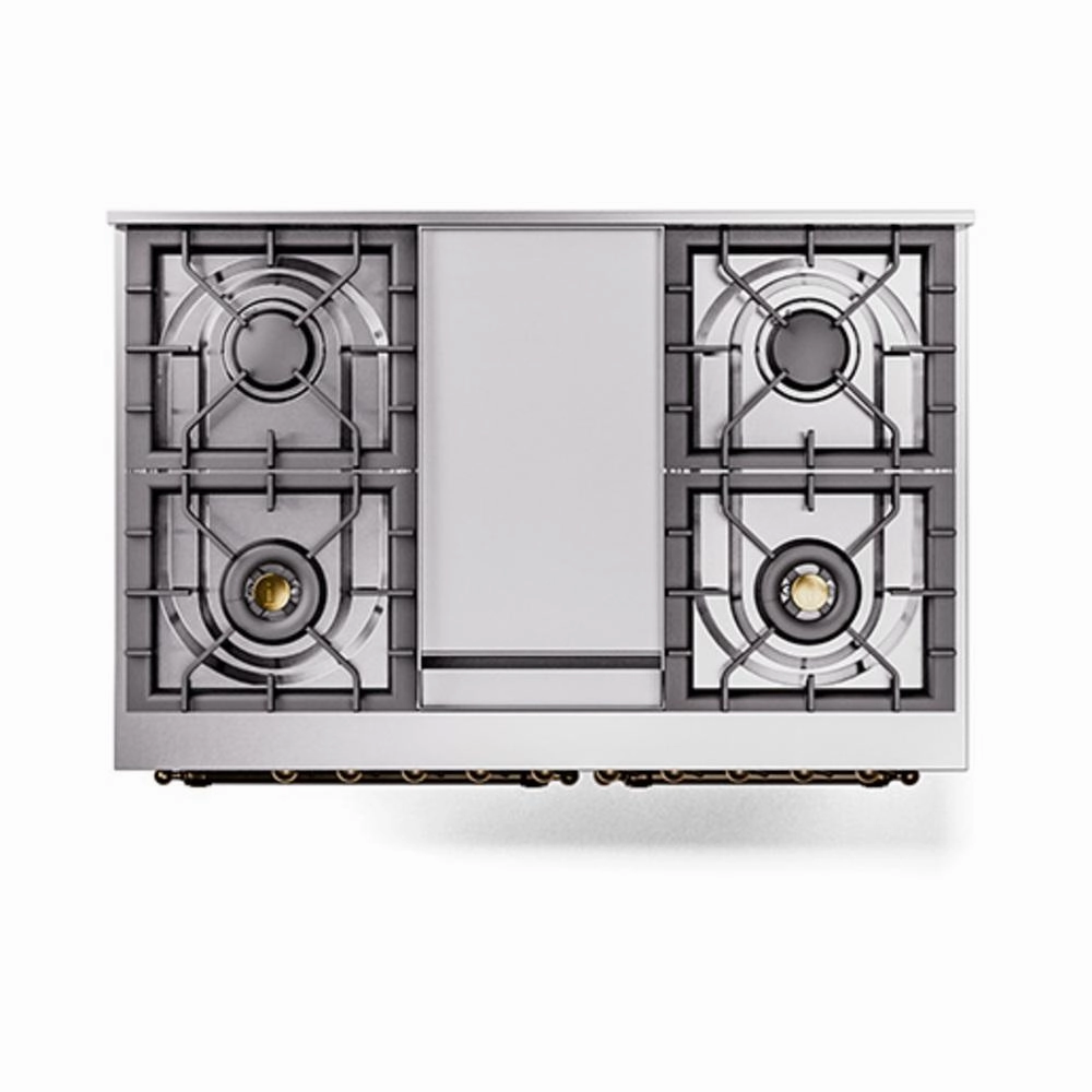 Ilve UND40FNMPBKB Ilve Und40Fnmpbkb Nostalgie Ii Noblesse 40" Dual Fuel Range (Natural Gas, Triple Glass Door, Glossy Black, Burnished)