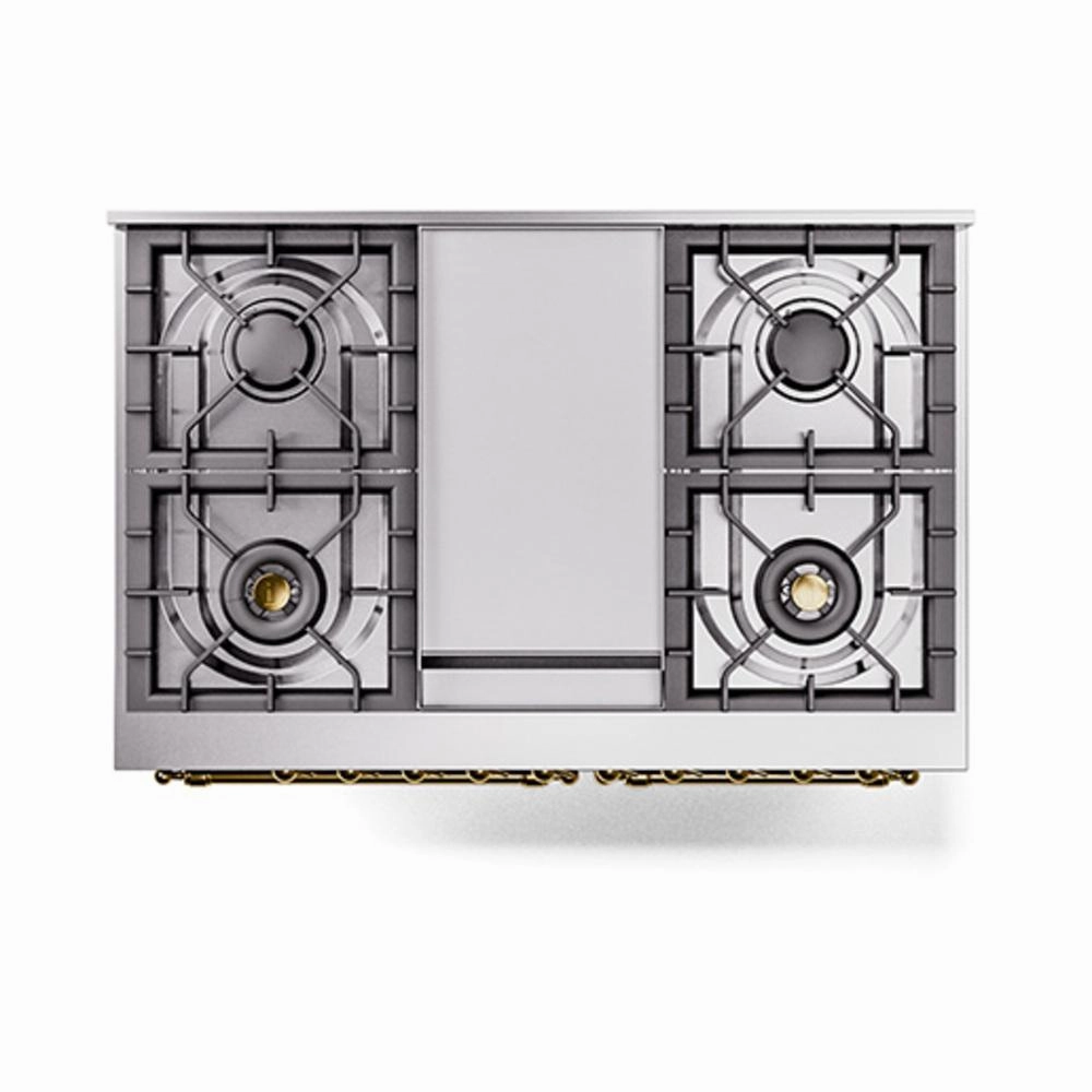 Ilve UND40FNMPBKGLP Ilve Und40Fnmpbkglp Nostalgie Ii Noblesse 40" Dual Fuel Range (Liquid Propane, Triple Glass Door, Glossy Black, Brass)