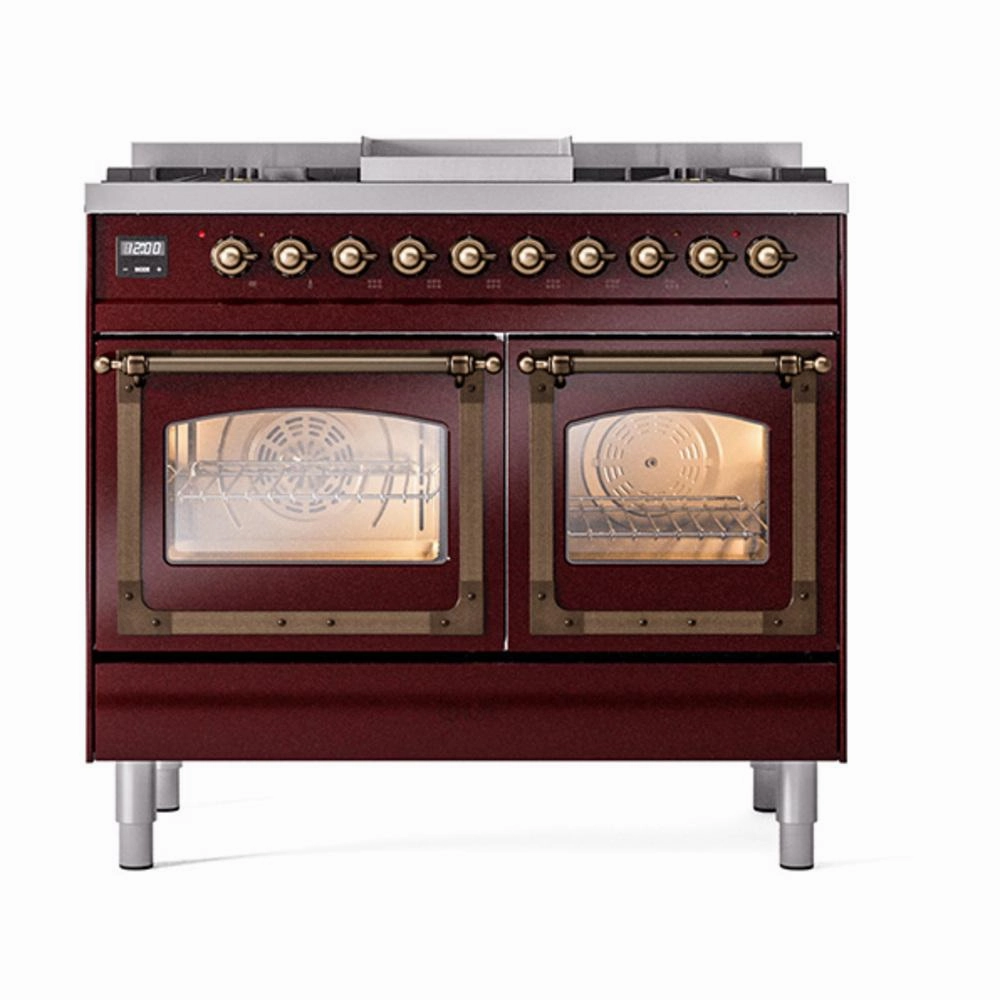 Ilve UND40FNMPBUBLP Ilve Und40Fnmpbublp Nostalgie Ii Noblesse 40" Dual Fuel Range (Liquid Propane, Triple Glass Door, Burgundy, Burnished)