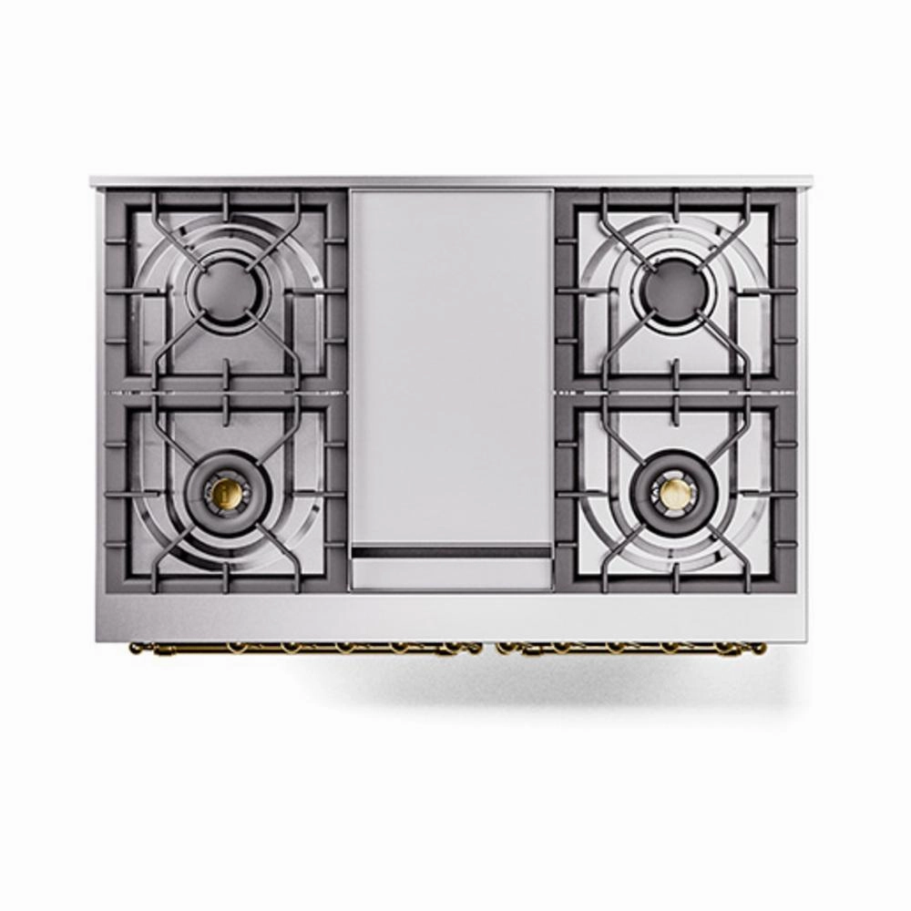Ilve UND40FNMPBUGLP Ilve Und40Fnmpbuglp Nostalgie Ii Noblesse 40" Dual Fuel Range (Liquid Propane, Triple Glass Door, Burgundy, Brass)