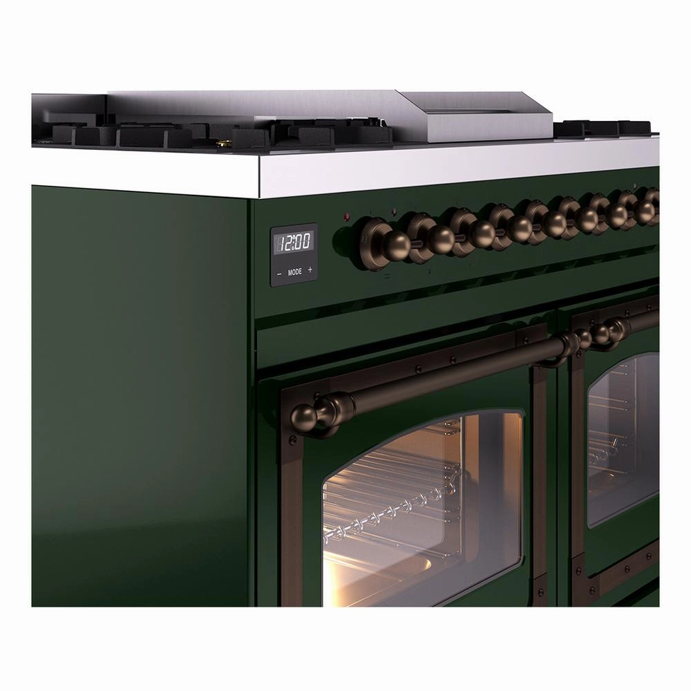 Ilve UND40FNMPEGB Ilve Und40Fnmpegb Nostalgie Ii Noblesse 40" Dual Fuel Range (Natural Gas, Triple Glass Door, Emerald Green, Burnished)