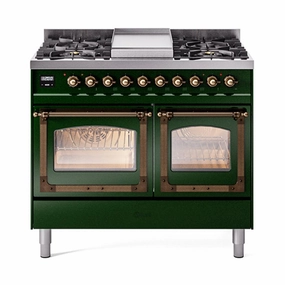 Ilve UND40FNMPEGB Ilve Und40Fnmpegb Nostalgie Ii Noblesse 40" Dual Fuel Range (Natural Gas, Triple Glass Door, Emerald Green, Burnished) Freestanding Ranges freestanding dual fuel range 30 inch