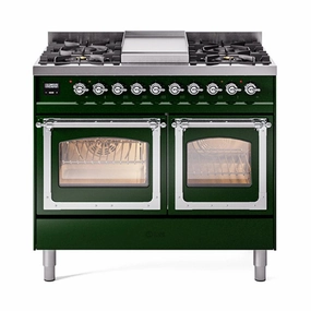 Ilve UND40FNMPEGC Ilve Und40Fnmpegc Nostalgie Ii Noblesse 40" Dual Fuel Range (Natural Gas, Triple Glass Door, Emerald Green, Chrome) Freestanding Ranges freestanding dual fuel range 30 inch
