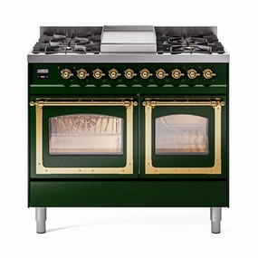Ilve UND40FNMPEGGLP Ilve Und40Fnmpegglp Nostalgie Ii Noblesse 40" Dual Fuel Range (Liquid Propane, Triple Glass Door, Emerald Green, Brass) Freestanding Ranges freestanding dual fuel range 30 inch