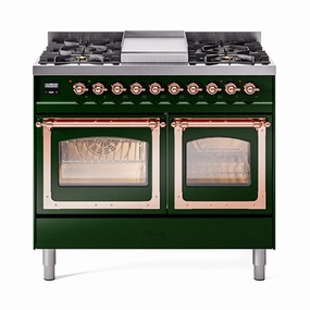 Ilve UND40FNMPEGP Ilve Und40Fnmpegp Nostalgie Ii Noblesse 40" Dual Fuel Range (Natural Gas, Triple Glass Door, Emerald Green, Copper) Freestanding Ranges freestanding dual fuel range 30 inch