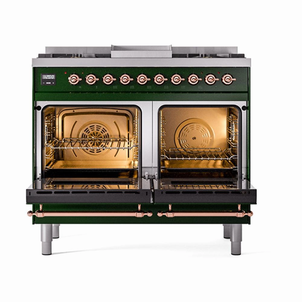 Ilve UND40FNMPEGP Ilve Und40Fnmpegp Nostalgie Ii Noblesse 40" Dual Fuel Range (Natural Gas, Triple Glass Door, Emerald Green, Copper)