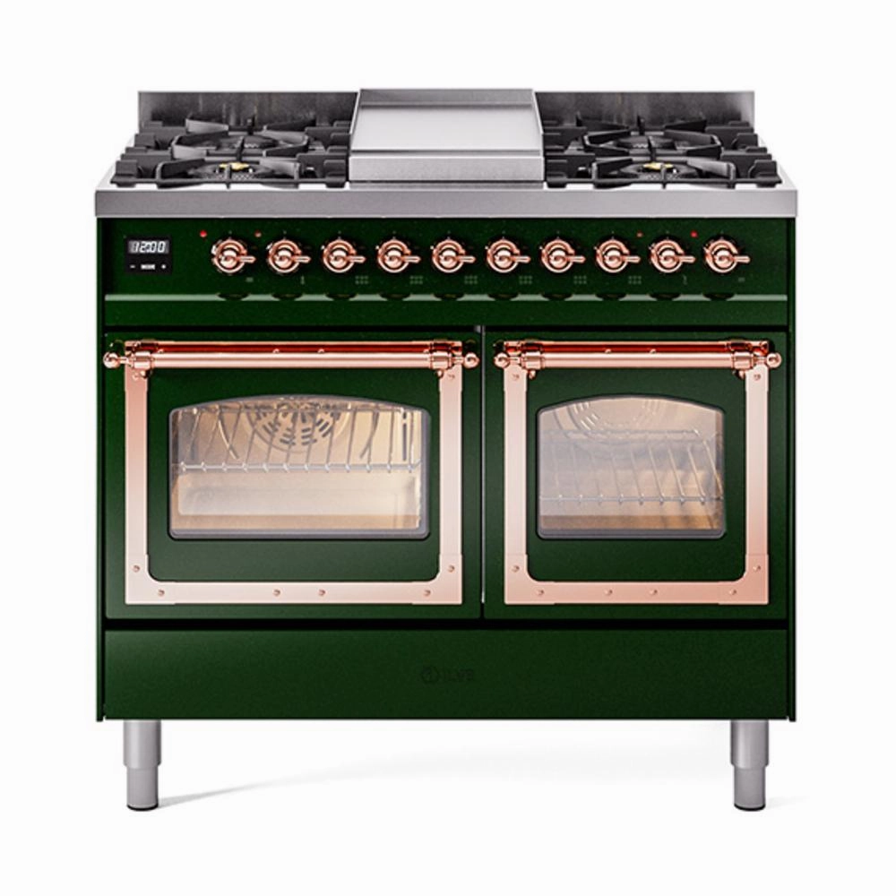 Ilve UND40FNMPEGP Ilve Und40Fnmpegp Nostalgie Ii Noblesse 40" Dual Fuel Range (Natural Gas, Triple Glass Door, Emerald Green, Copper) Freestanding Ranges freestanding dual fuel range 30 inch