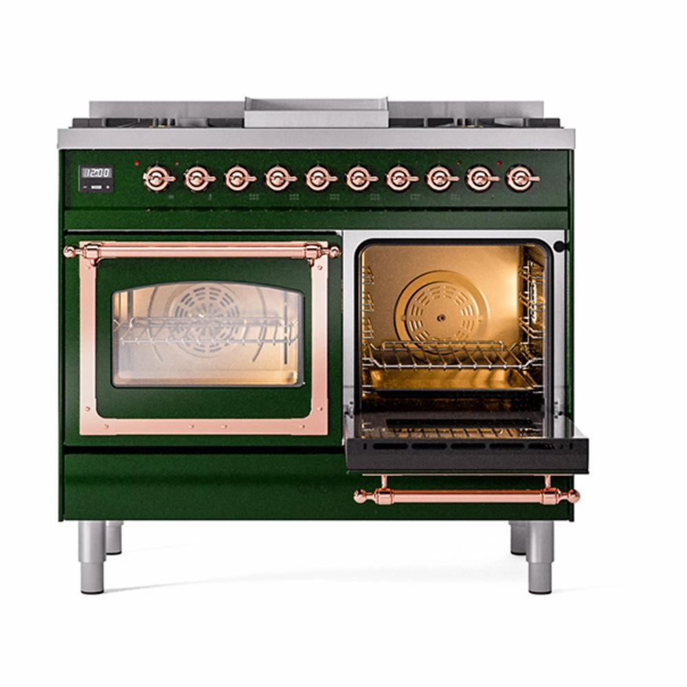 Ilve UND40FNMPEGP Ilve Und40Fnmpegp Nostalgie Ii Noblesse 40" Dual Fuel Range (Natural Gas, Triple Glass Door, Emerald Green, Copper)