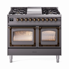Ilve UND40FNMPMGBLP Ilve Und40Fnmpmgblp Nostalgie Ii Noblesse 40" Dual Fuel Range (Liquid Propane, Triple Glass Door, Graphite Matte, Burnished) Freestanding Ranges freestanding dual fuel range 30 inch