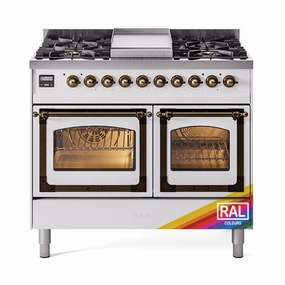 Ilve UND40FNMPRABLP Ilve Und40Fnmprablp Nostalgie Ii Noblesse 40" Dual Fuel Range (Liquid Propane, Triple Glass Door, Ral, Burnished) Freestanding Ranges freestanding dual fuel range 30 inch