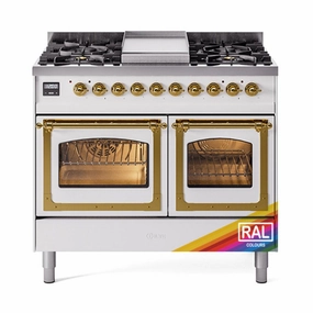 Ilve UND40FNMPRAGLP Ilve Und40Fnmpraglp Nostalgie Ii Noblesse 40" Dual Fuel Range (Liquid Propane, Triple Glass Door, Ral, Brass) Freestanding Ranges freestanding dual fuel range 30 inch