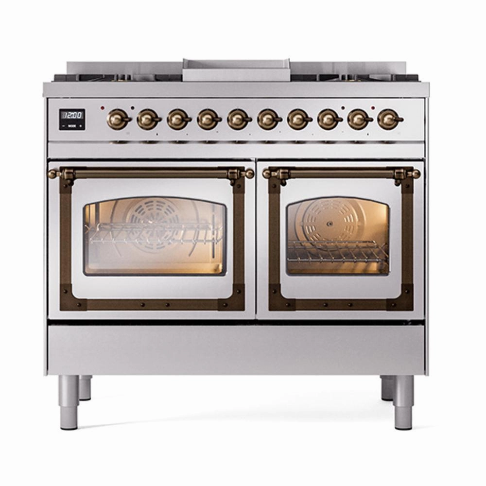 Ilve UND40FNMPSSB Ilve Und40Fnmpssb Nostalgie Ii Noblesse 40" Dual Fuel Range (Natural Gas, Triple Glass Door, Stainless Steel, Burnished)