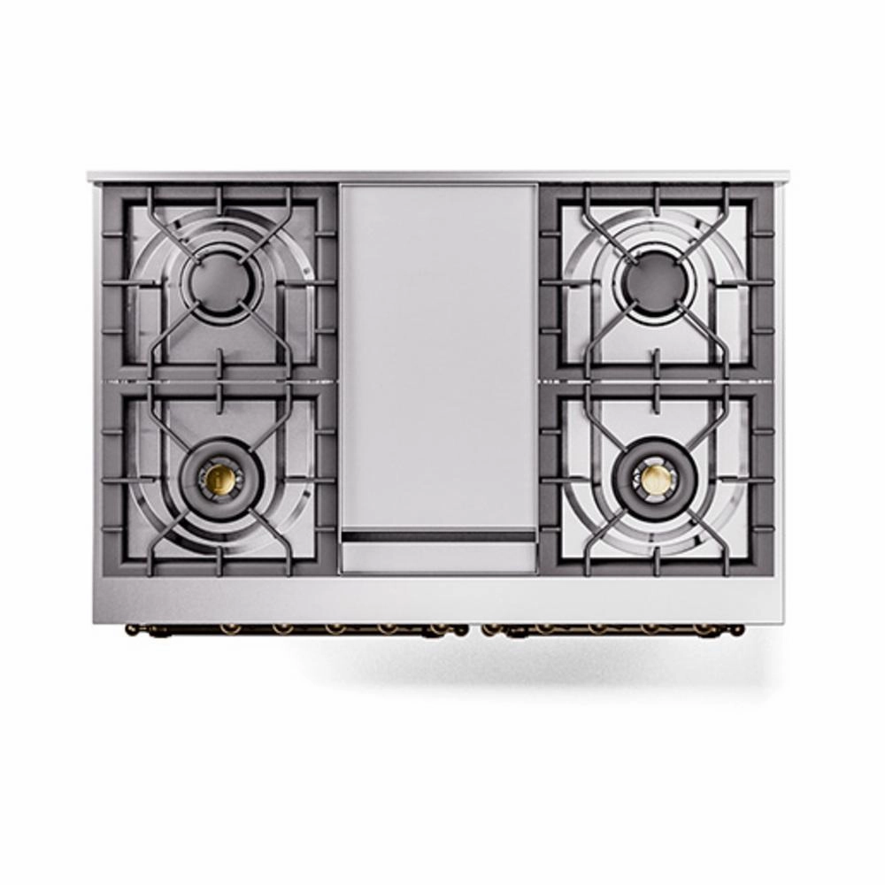 Ilve UND40FNMPSSB Ilve Und40Fnmpssb Nostalgie Ii Noblesse 40" Dual Fuel Range (Natural Gas, Triple Glass Door, Stainless Steel, Burnished)