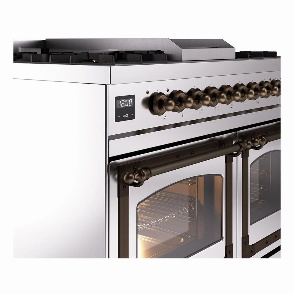 Ilve UND40FNMPSSB Ilve Und40Fnmpssb Nostalgie Ii Noblesse 40" Dual Fuel Range (Natural Gas, Triple Glass Door, Stainless Steel, Burnished)