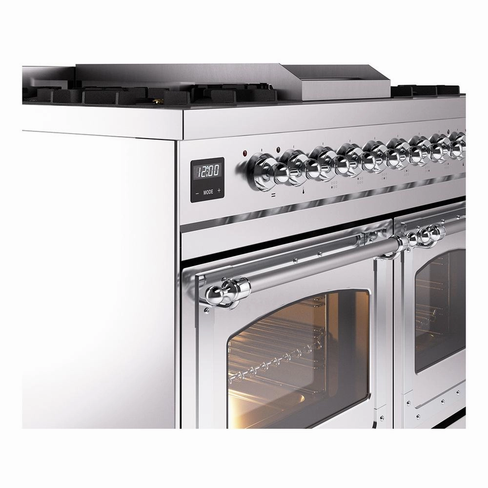 Ilve UND40FNMPSSC Ilve Und40Fnmpssc Nostalgie Ii Noblesse 40" Dual Fuel Range (Natural Gas, Triple Glass Door, Stainless Steel, Chrome)