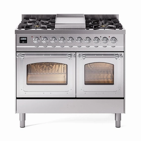 Ilve UND40FNMPSSC Ilve Und40Fnmpssc Nostalgie Ii Noblesse 40" Dual Fuel Range (Natural Gas, Triple Glass Door, Stainless Steel, Chrome) Freestanding Ranges freestanding dual fuel range 30 inch