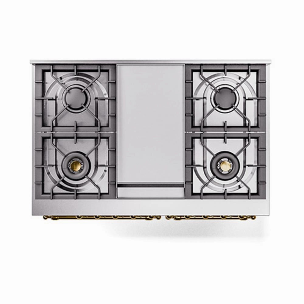 Ilve UND40FNMPWHGLP Ilve Und40Fnmpwhglp Nostalgie Ii Noblesse 40" Dual Fuel Range (Liquid Propane, Triple Glass Door, White, Brass)